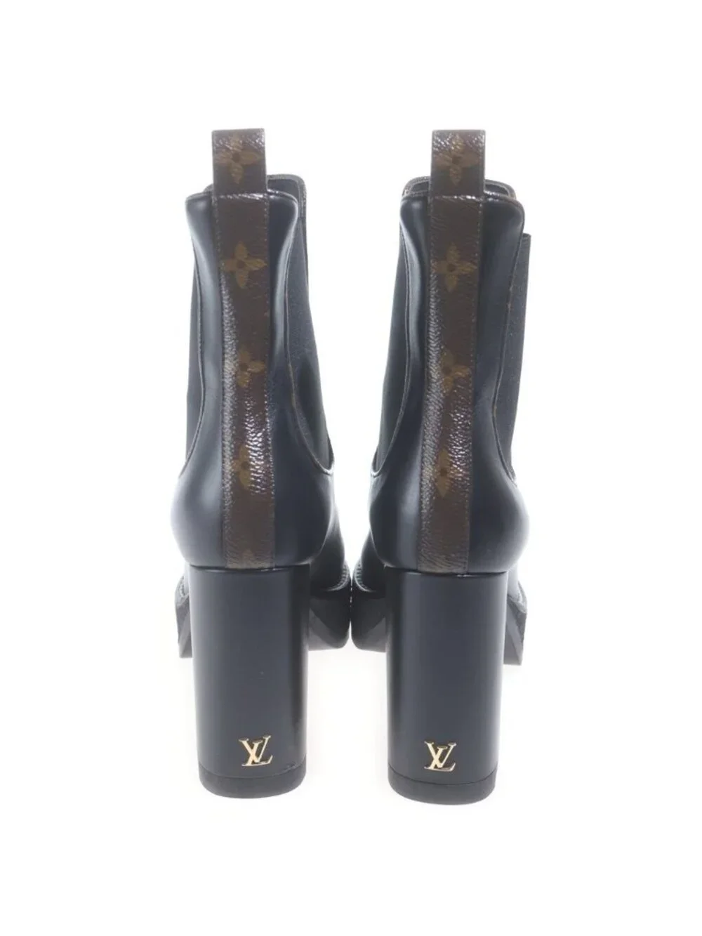 Louis Vuitton LV Beaubourg Ankle Boots High Heels Platform Shoes Calf Leather
